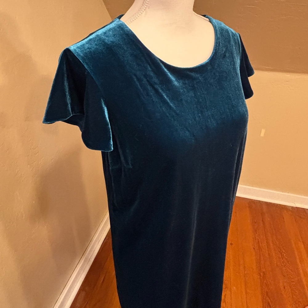 Cynthia Rowley Teal Velvet Shift Dress